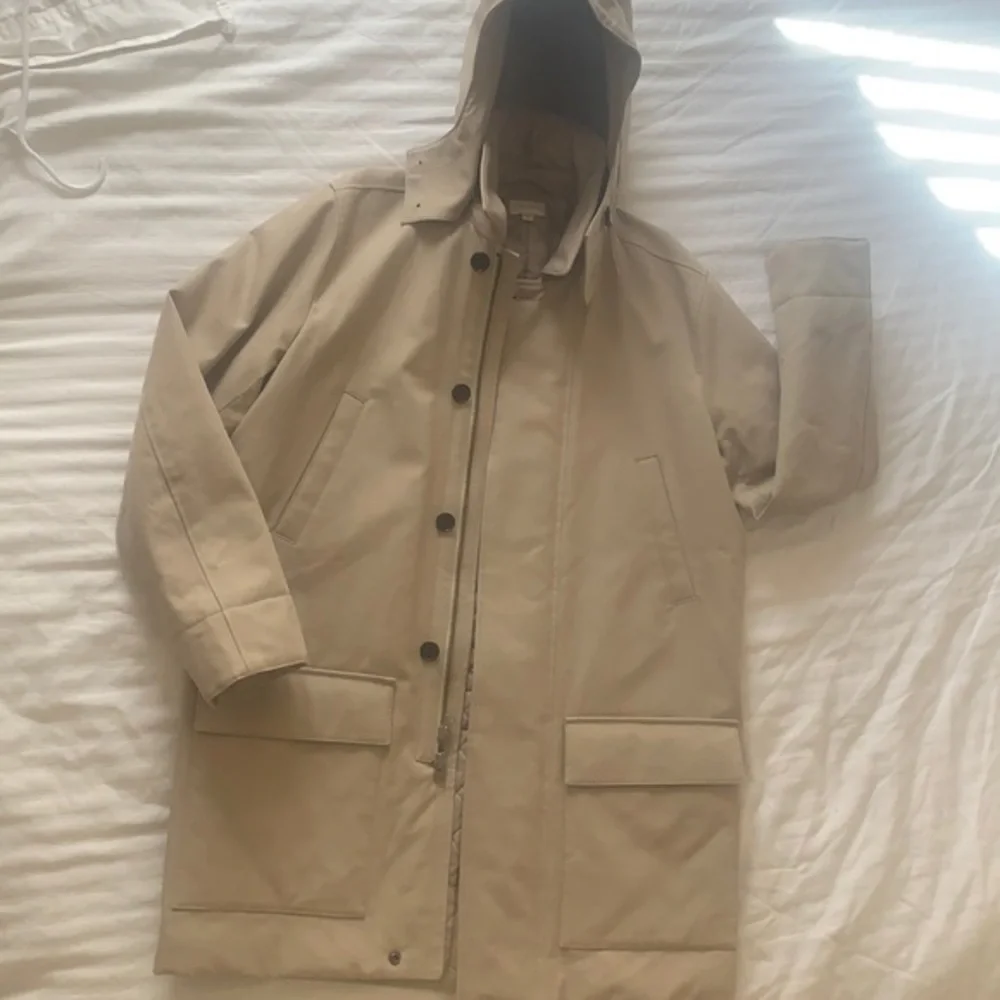 Club Monaco mens trench coat chaqueta jacket with detachable hood in size Large